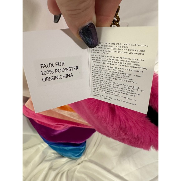 Kurt Geiger London Rainbow Velvet Faux Fur Christmas Stocking#230 - Picture 8 of 8